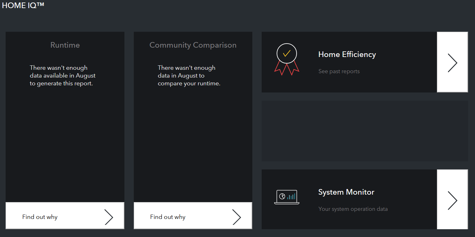 Ecobee web site with link to system monitoring information